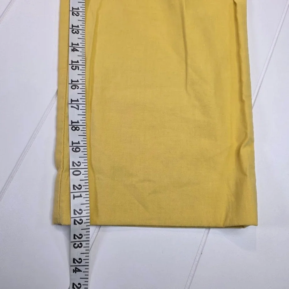 Anthropologie Women's 0 Wide Leg Cropped Pants Yellow Belted High Rise‎ Pleated